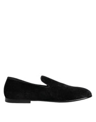 Dolce & Gabbana Schwarze Jacquard Slipper Formelle Herren-Abendschuhe