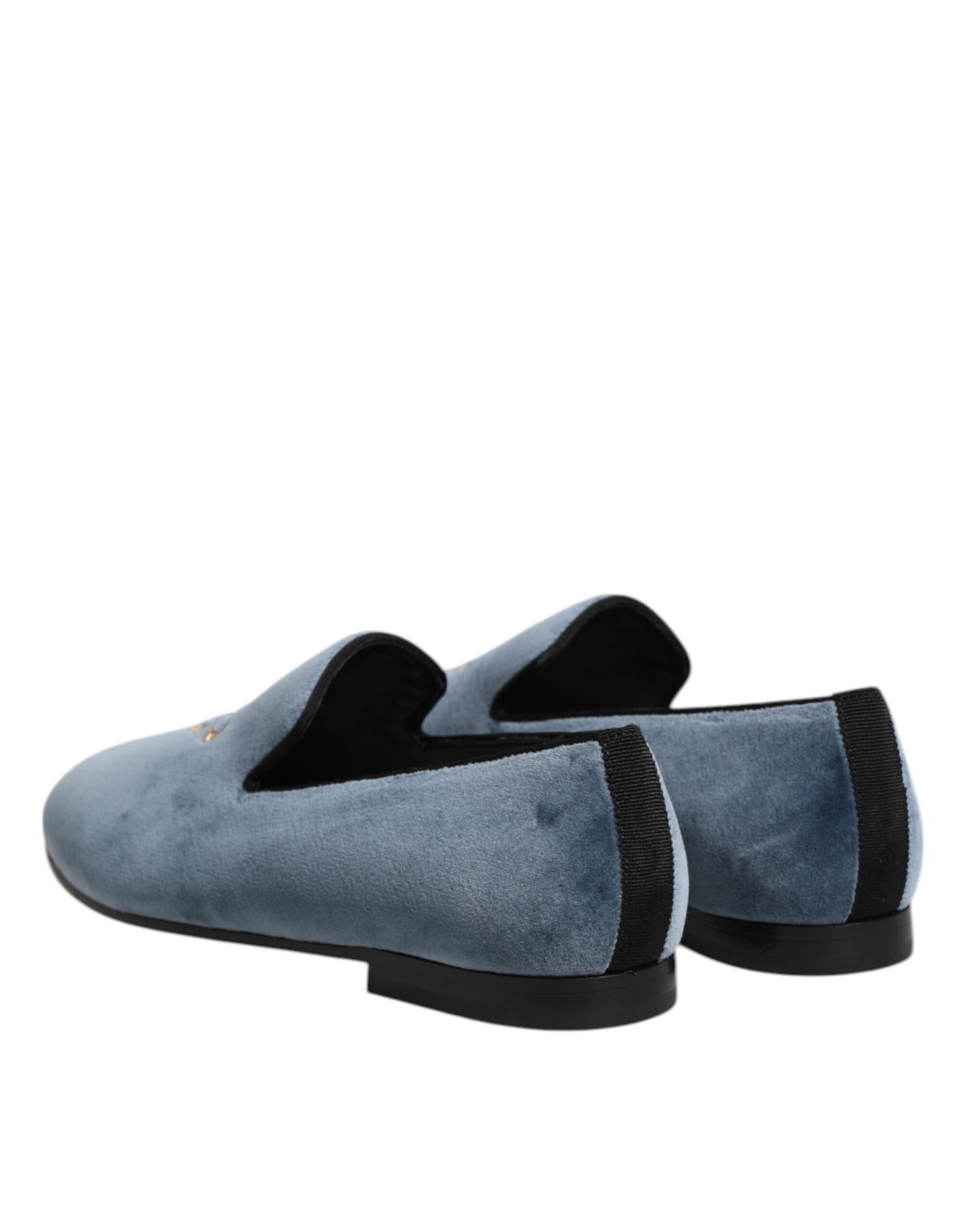 Dolce & Gabbana Blaue Samt-Slipper mit DG-Logo