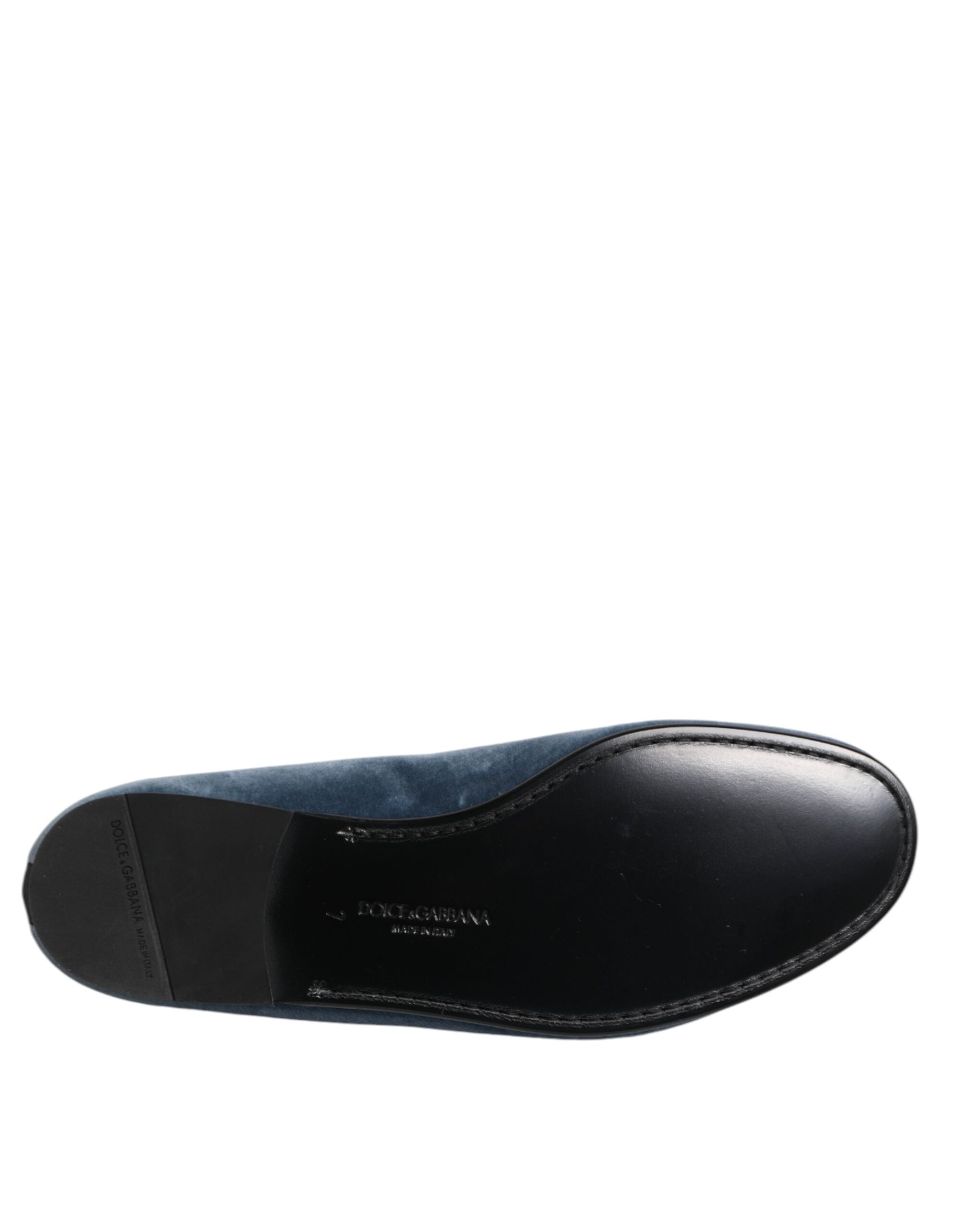 Dolce & Gabbana Blaue Samt-Slipper mit DG-Logo