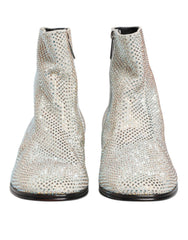 Dolce & Gabbana Weiße Strass DG Logo Heels Stiefeletten Schuhe