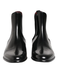 Dolce & Gabbana Black Chelsea Slip On Mid Calf Boots Shoes