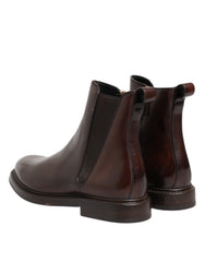 Dolce & Gabbana Bruine Chelsea Leren Halflange Laarzen Schoenen