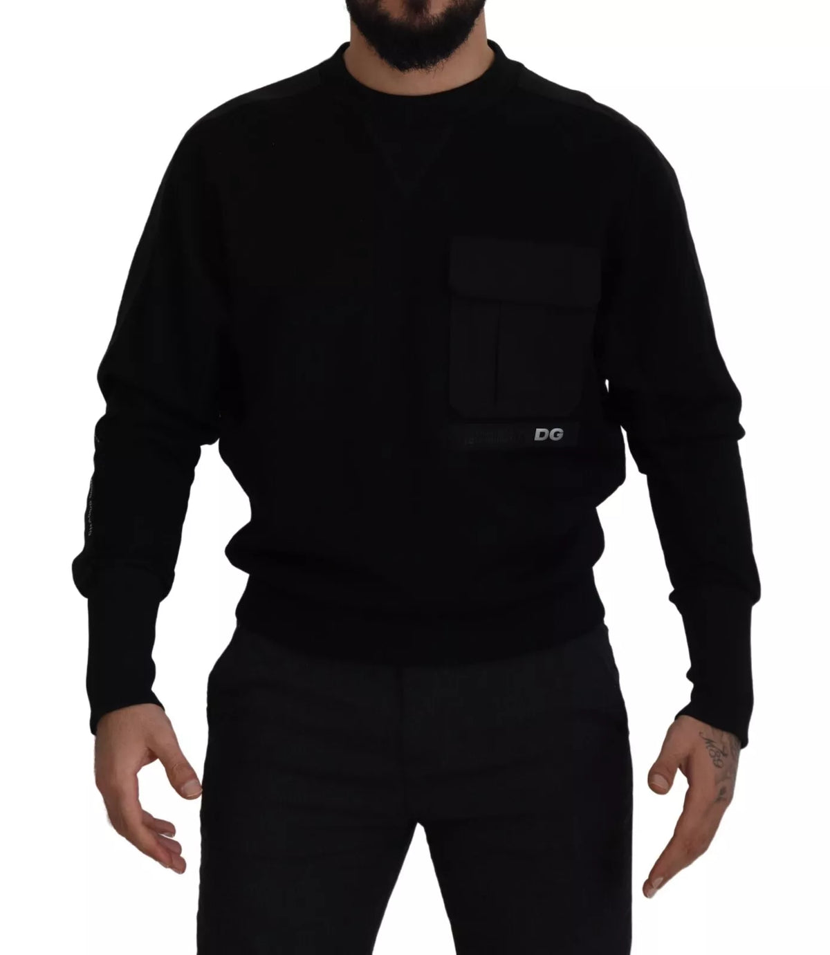 Dolce & Gabbana Schwarzes Baumwoll-Sweatshirt mit Rundhalsausschnitt