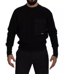 Dolce & Gabbana Schwarzes Baumwoll-Sweatshirt mit Rundhalsausschnitt