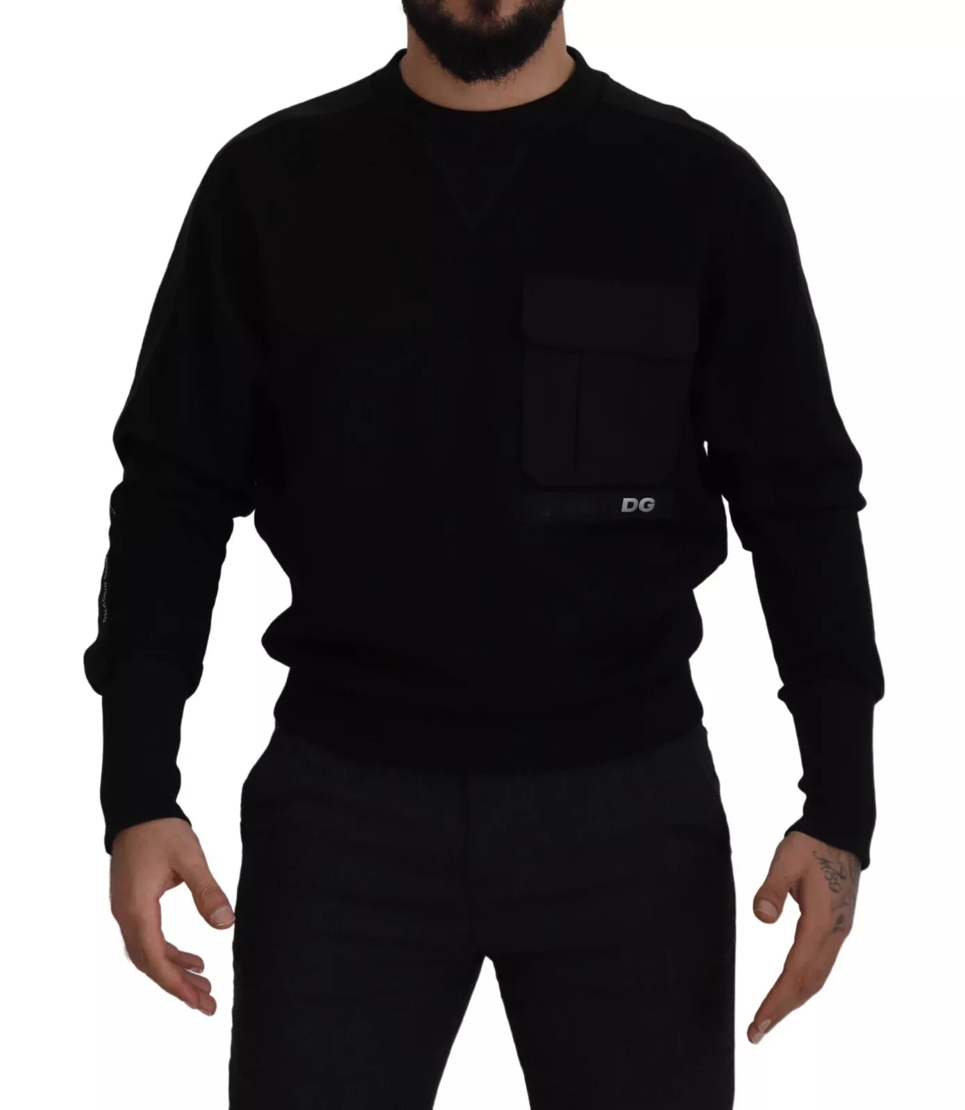 Dolce & Gabbana Schwarzes Baumwoll-Sweatshirt mit Rundhalsausschnitt