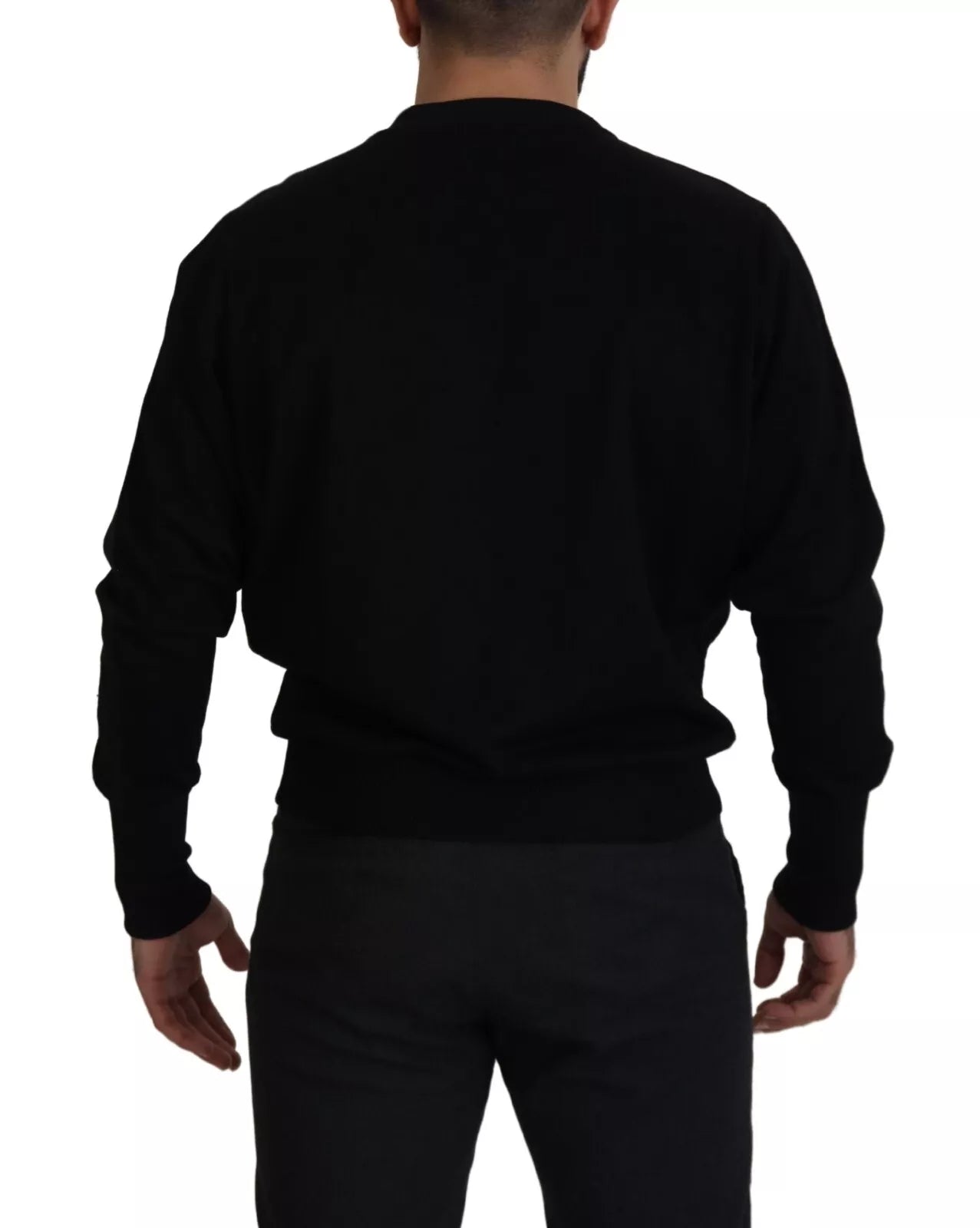 Dolce & Gabbana Schwarzes Baumwoll-Sweatshirt mit Rundhalsausschnitt