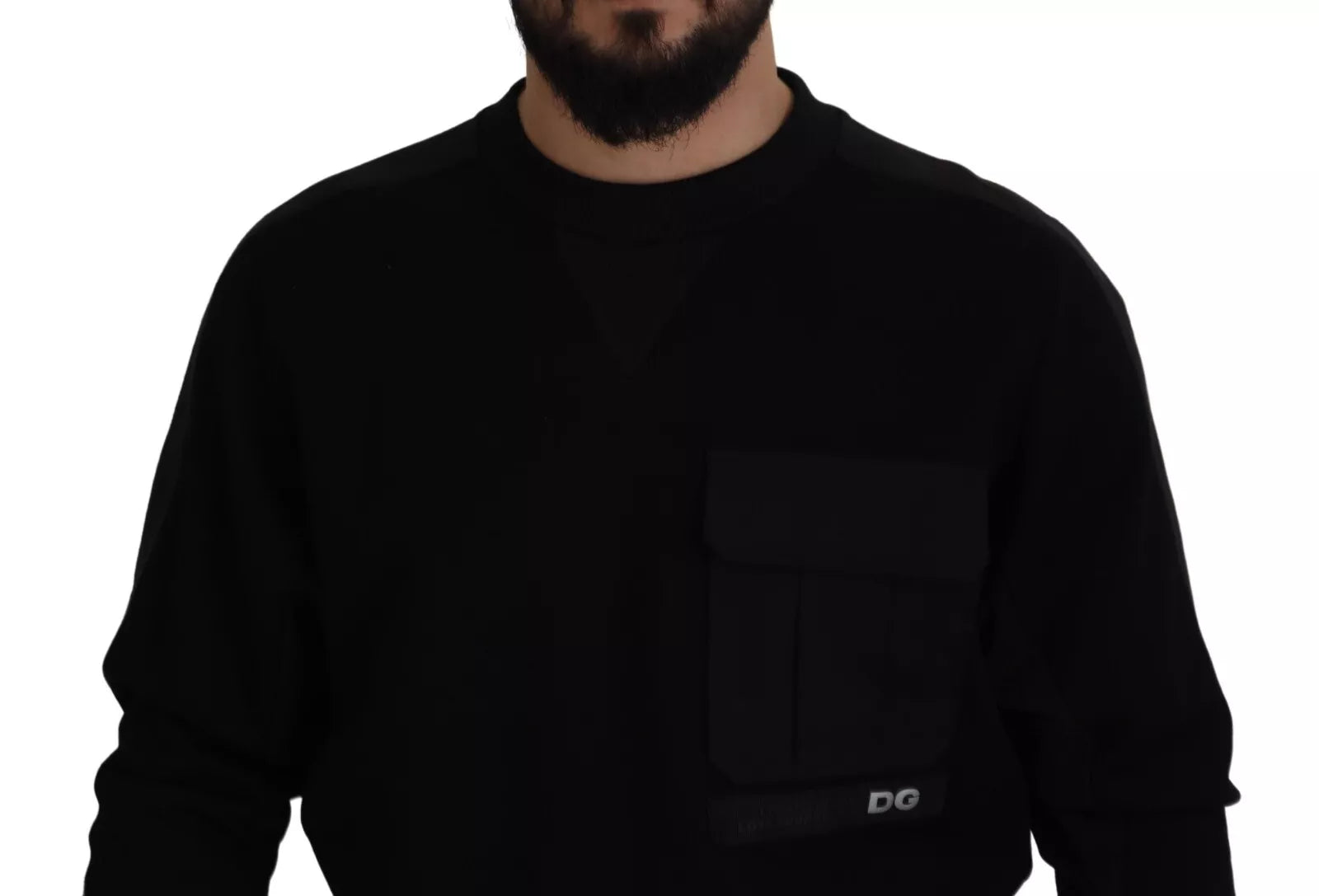 Dolce & Gabbana Schwarzes Baumwoll-Sweatshirt mit Rundhalsausschnitt