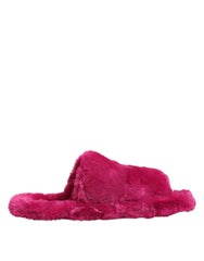 Dolce & Gabbana Pinke Acryl-Kunstfell Herren Pantoletten Sandalen Schuhe