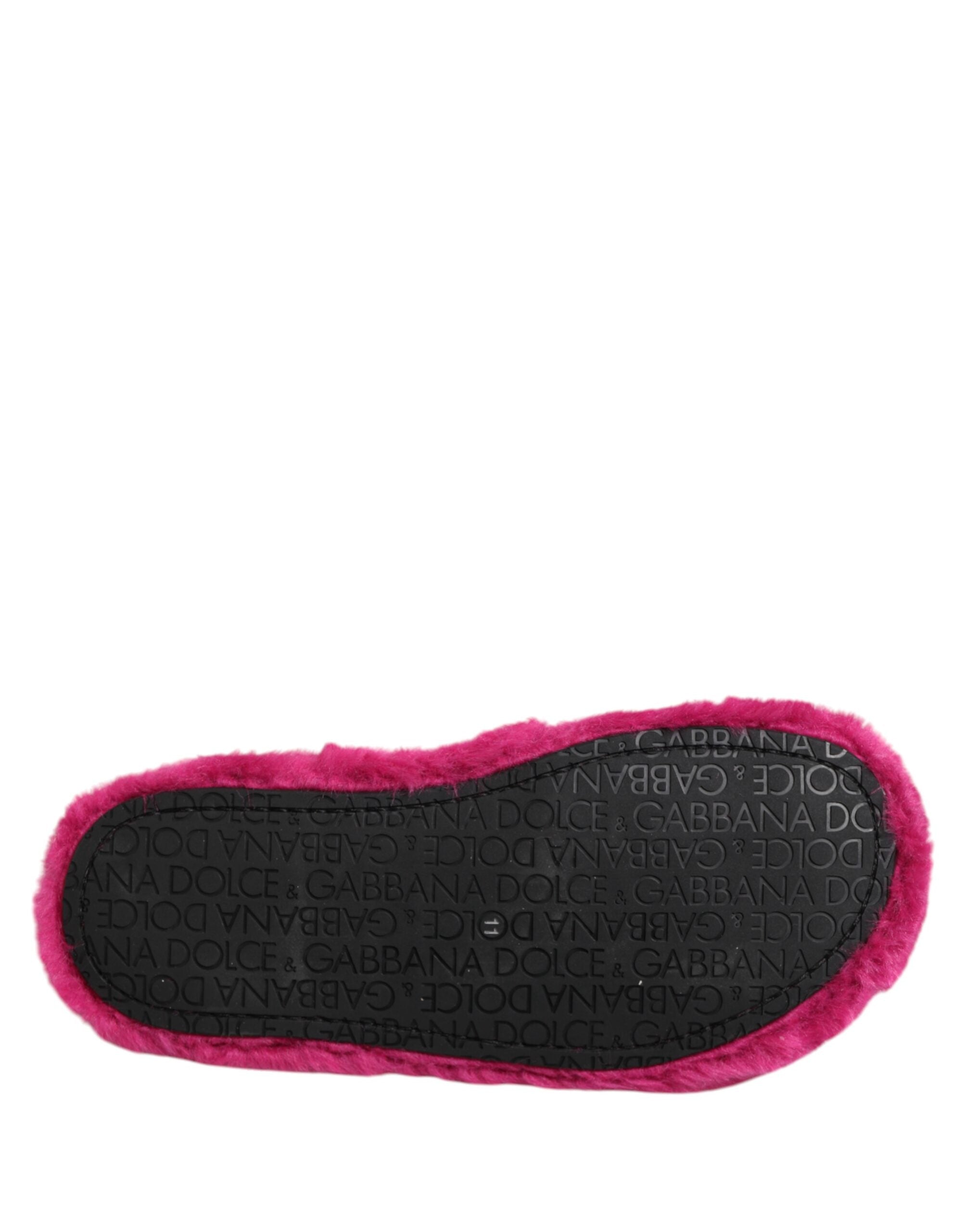 Dolce & Gabbana Pinke Acryl-Kunstfell Herren Pantoletten Sandalen Schuhe