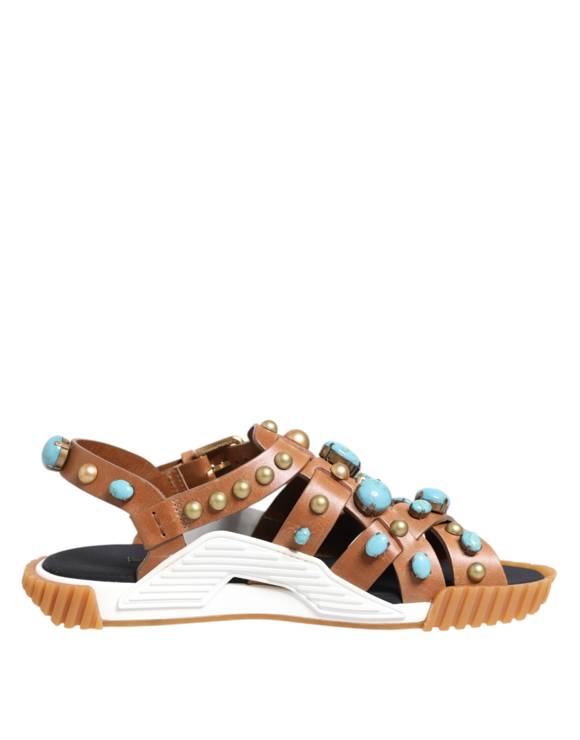Dolce & Gabbana Bruine Leren Slippers met Studs
