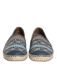 Dolce & Gabbana Blau-Graue Geflochtene Leder-Büffel-Espadrille-Schuhe
