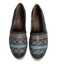 Dolce & Gabbana Blau-Graue Geflochtene Leder-Büffel-Espadrille-Schuhe