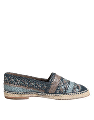 Dolce & Gabbana Blau-Graue Geflochtene Leder-Büffel-Espadrille-Schuhe