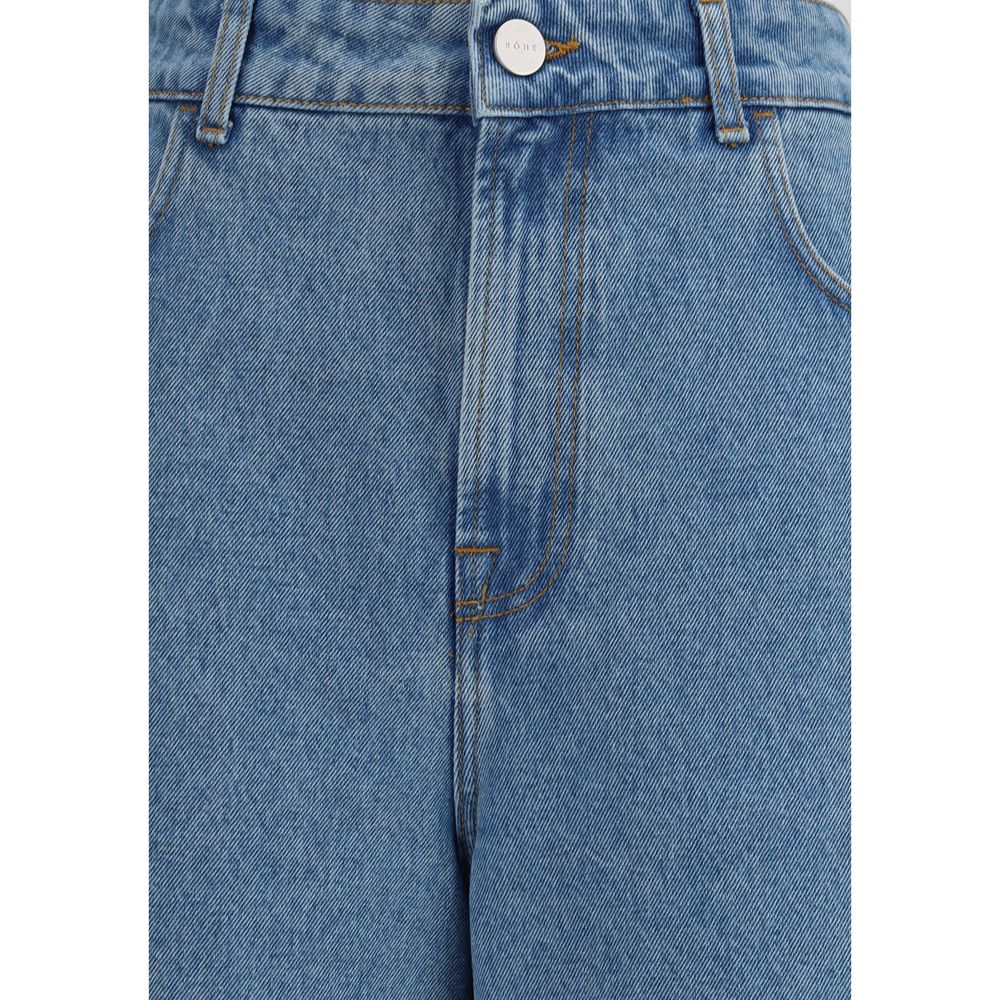 Rohe blauwe katoenen relaxed fit jeans