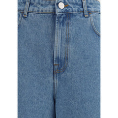 Rohe blauwe katoenen relaxed fit jeans