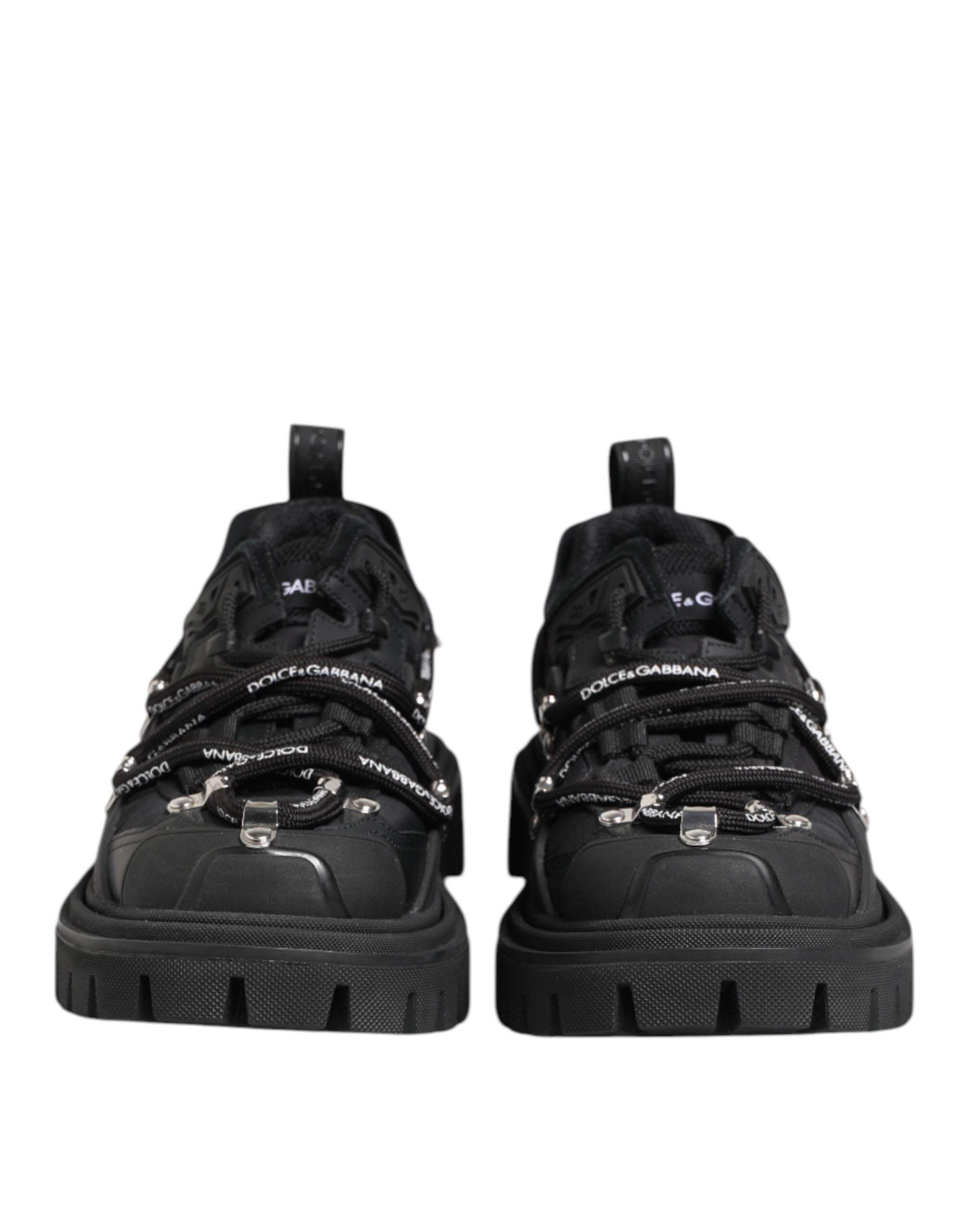 Dolce &amp; Gabbana – Schwarze Trekking-Sneaker mit niedrigem Schaft und Schnürung