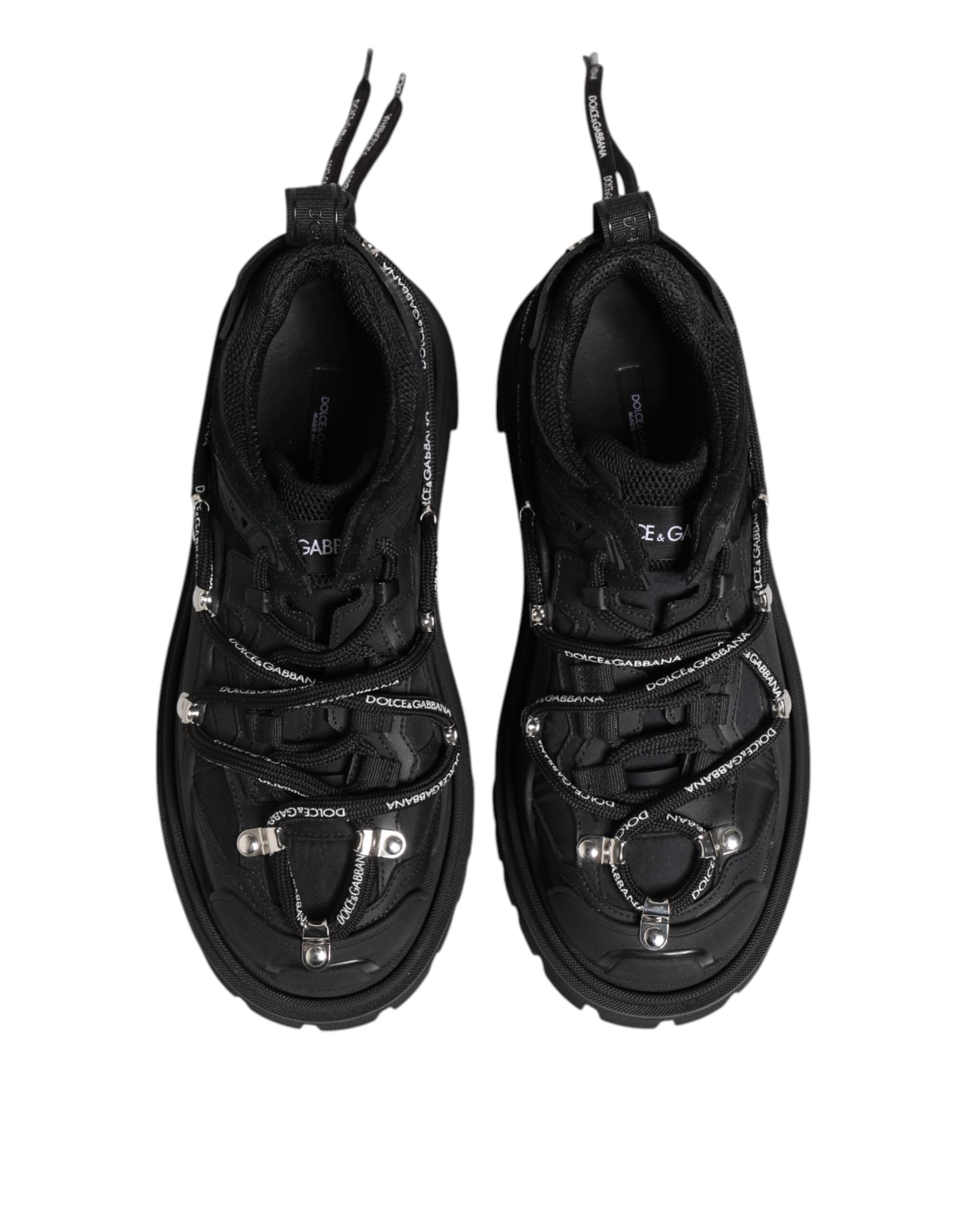 Dolce &amp; Gabbana – Schwarze Trekking-Sneaker mit niedrigem Schaft und Schnürung