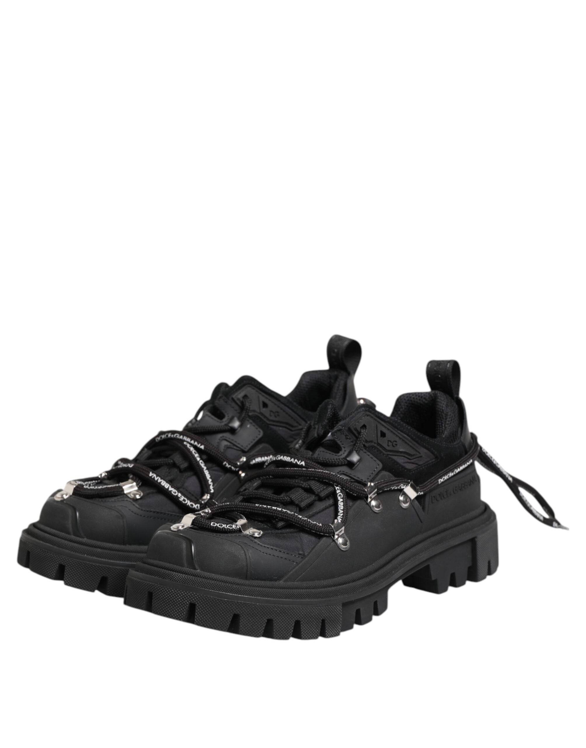 Dolce &amp; Gabbana – Schwarze Trekking-Sneaker mit niedrigem Schaft und Schnürung