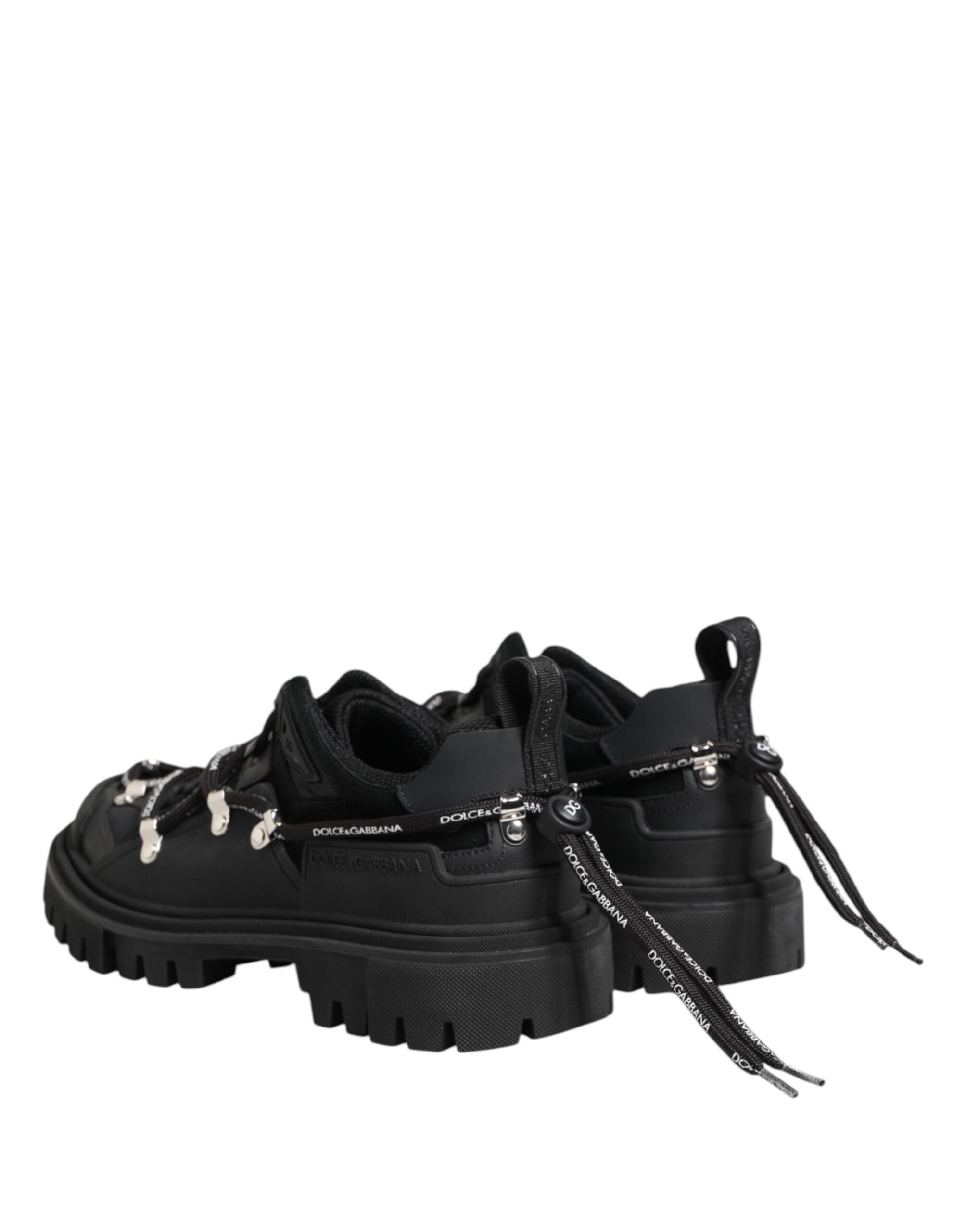 Dolce &amp; Gabbana – Schwarze Trekking-Sneaker mit niedrigem Schaft und Schnürung