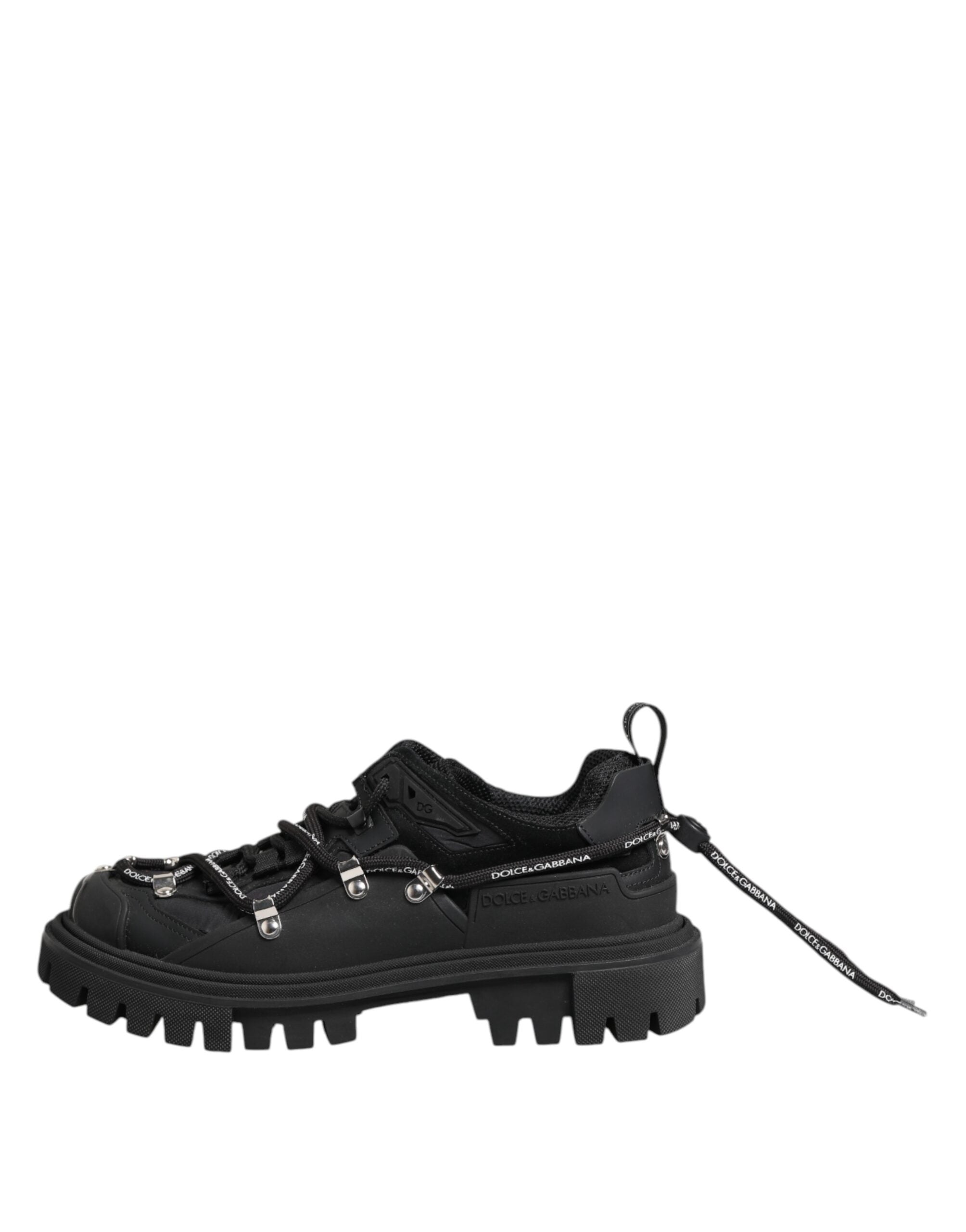 Dolce &amp; Gabbana – Schwarze Trekking-Sneaker mit niedrigem Schaft und Schnürung