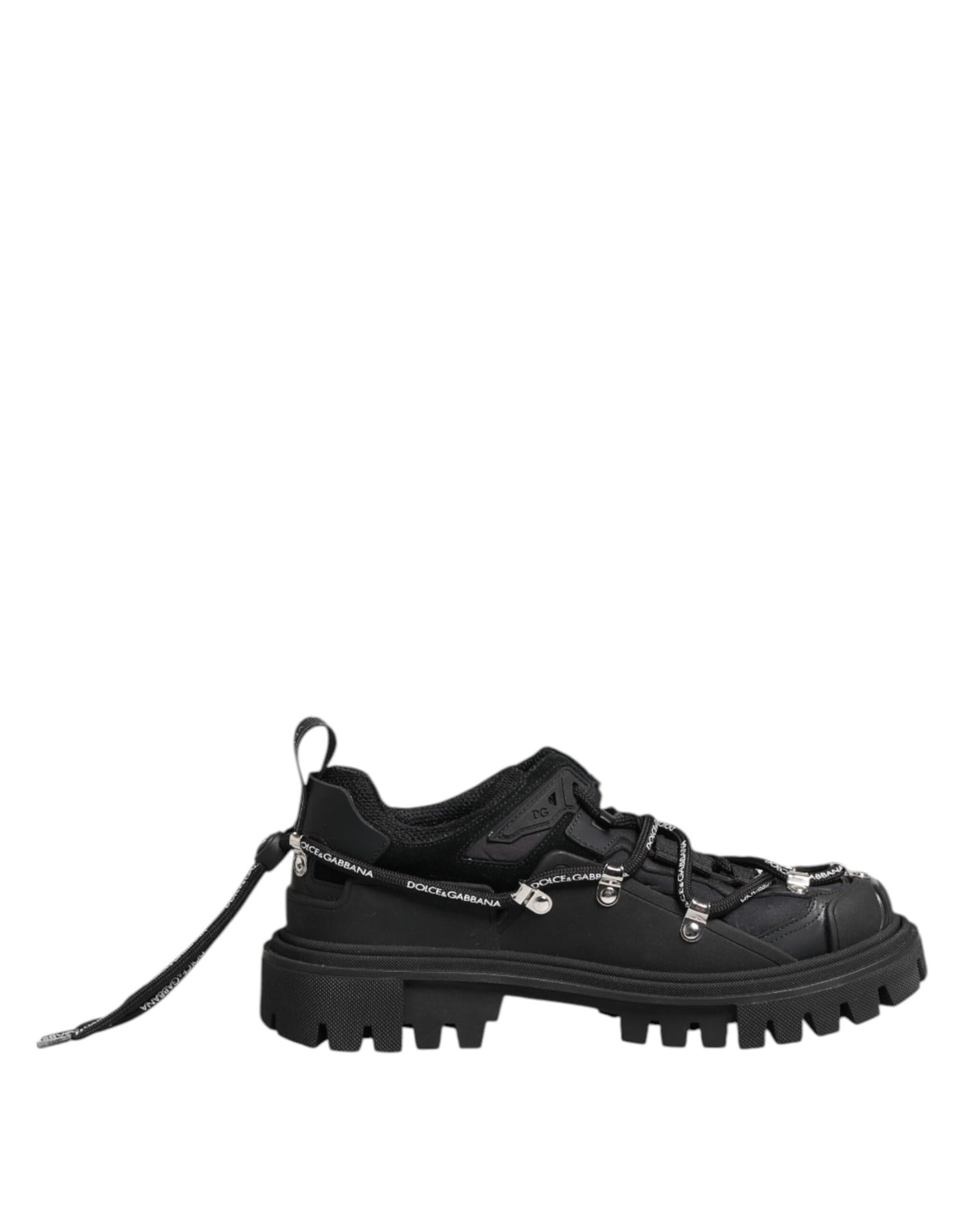 Dolce &amp; Gabbana – Schwarze Trekking-Sneaker mit niedrigem Schaft und Schnürung