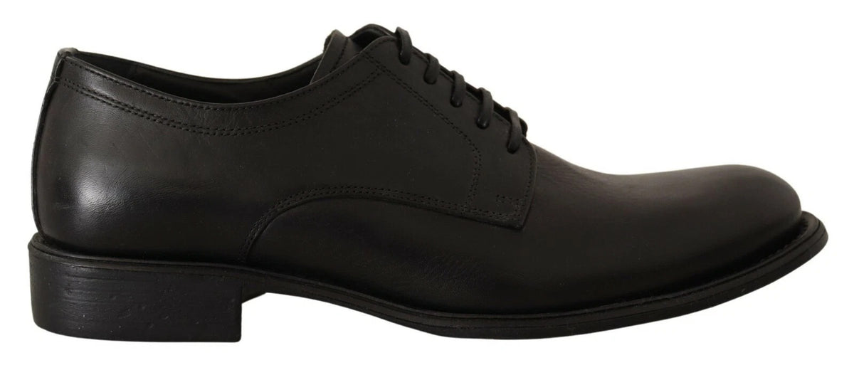Dolce & Gabbana Schwarze Leder Derby Herren Business Schnürschuhe