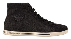 Dolce & Gabbana Grijze Wollen Katoenen Casual High Top Sneakers
