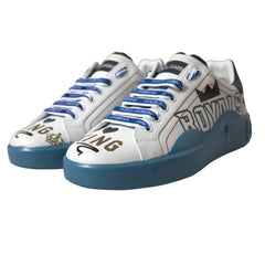Dolce & Gabbana Blau-Weiß Bedruckte Portofino Melt Sneakers