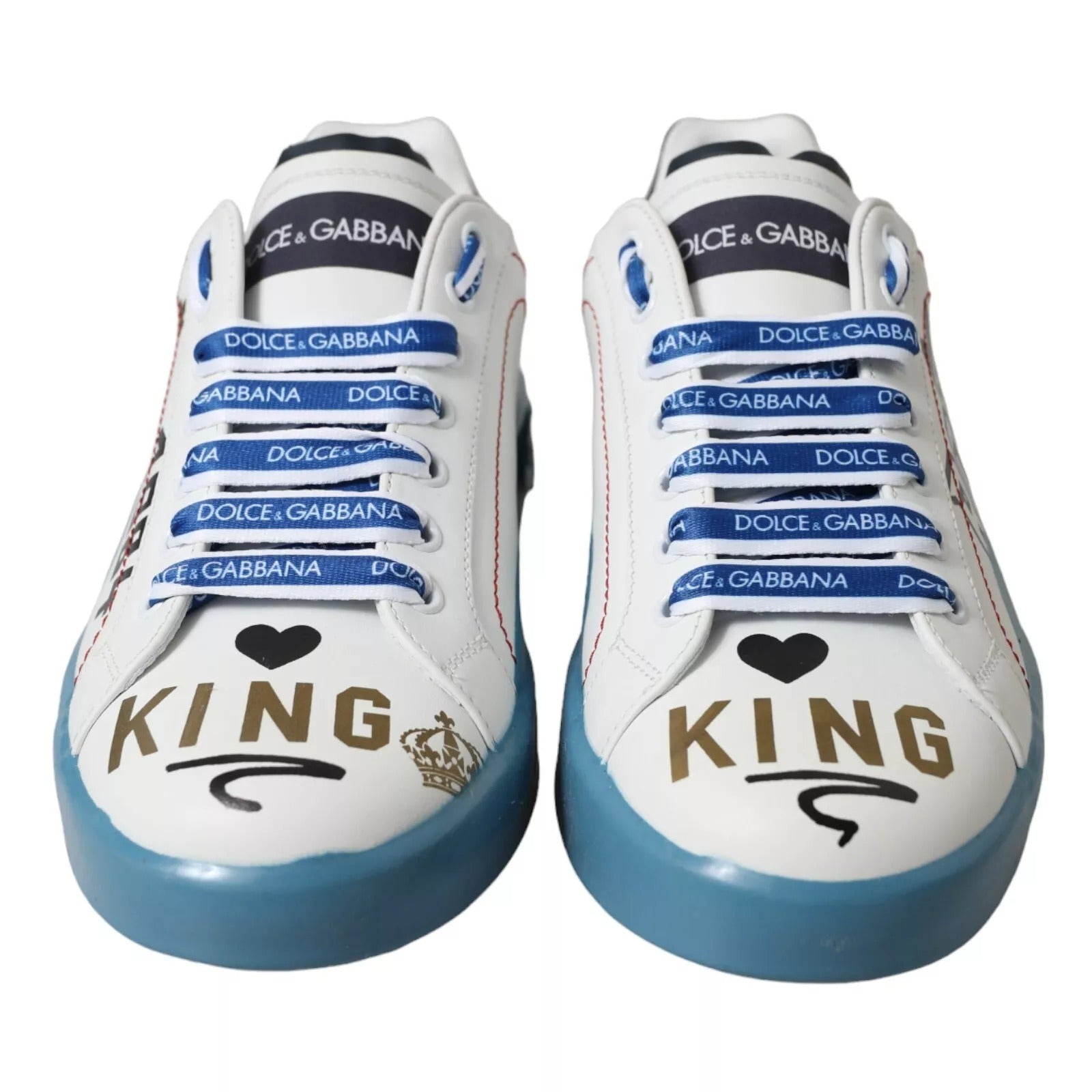 Dolce & Gabbana Blau-Weiß Bedruckte Portofino Melt Sneakers