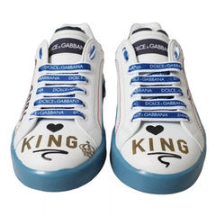 Dolce & Gabbana Blau-Weiß Bedruckte Portofino Melt Sneakers