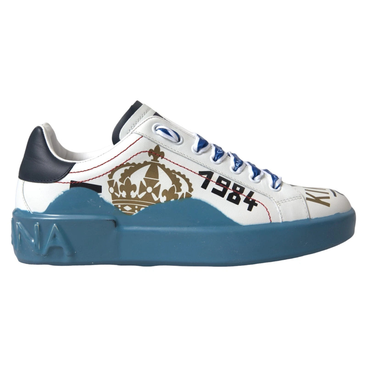 Dolce & Gabbana Blau-Weiß Bedruckte Portofino Melt Sneakers