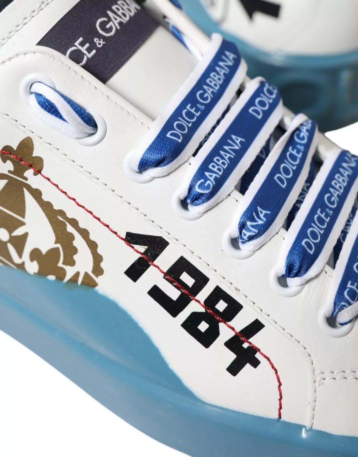 Dolce & Gabbana Blau-Weiß Bedruckte Portofino Melt Sneakers