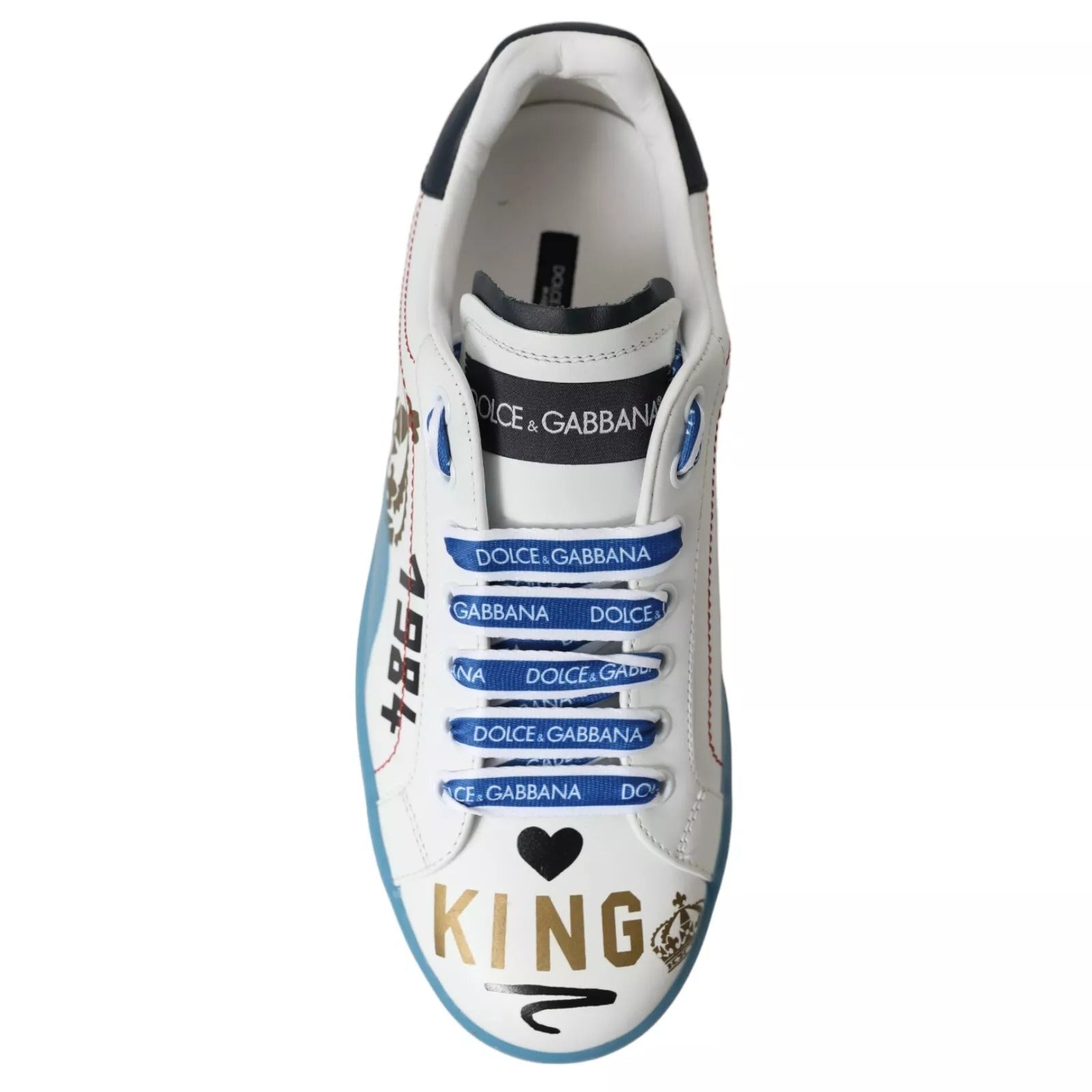 Dolce & Gabbana Blau-Weiß Bedruckte Portofino Melt Sneakers