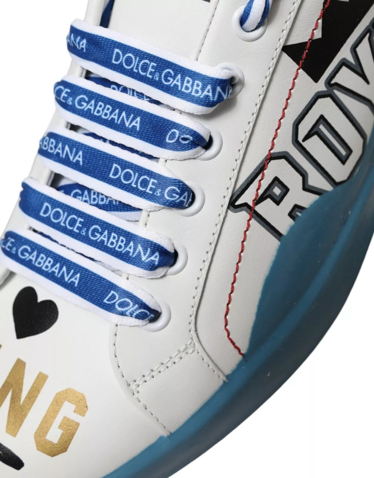 Dolce & Gabbana Blau-Weiß Bedruckte Portofino Melt Sneakers