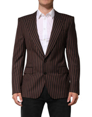 Dolce & Gabbana Blazer mit schwarz-braunen Streifen und einfacher Knopfleiste