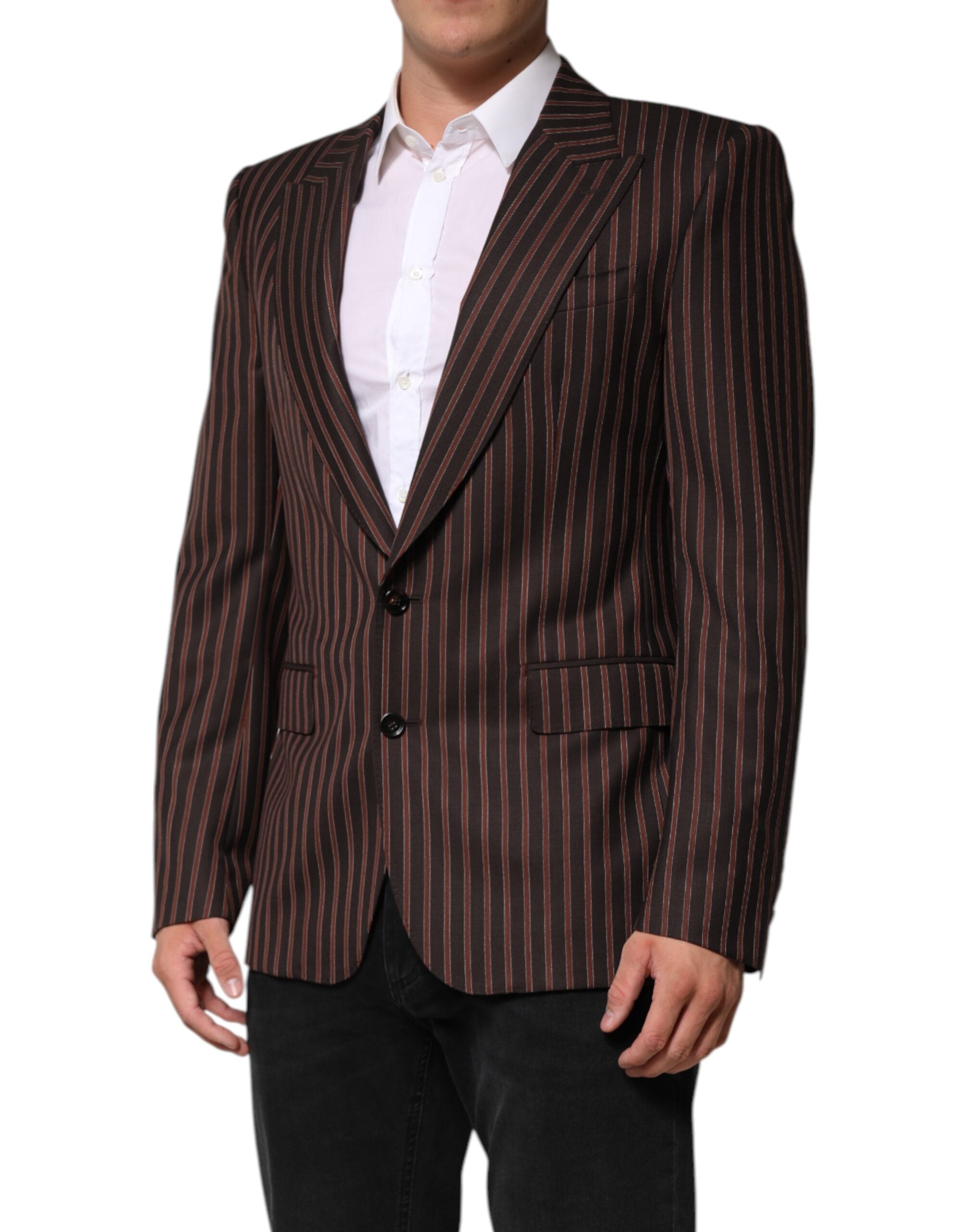 Dolce & Gabbana Blazer mit schwarz-braunen Streifen und einfacher Knopfleiste