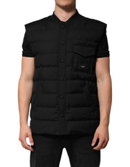 Dolce & Gabbana Zwarte Mouwloze Parka met Logoplaatje