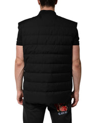 Dolce & Gabbana Zwarte Mouwloze Parka met Logoplaatje