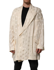 Dolce & Gabbana Beige Polyester Mantel mit Logo-Monogramm