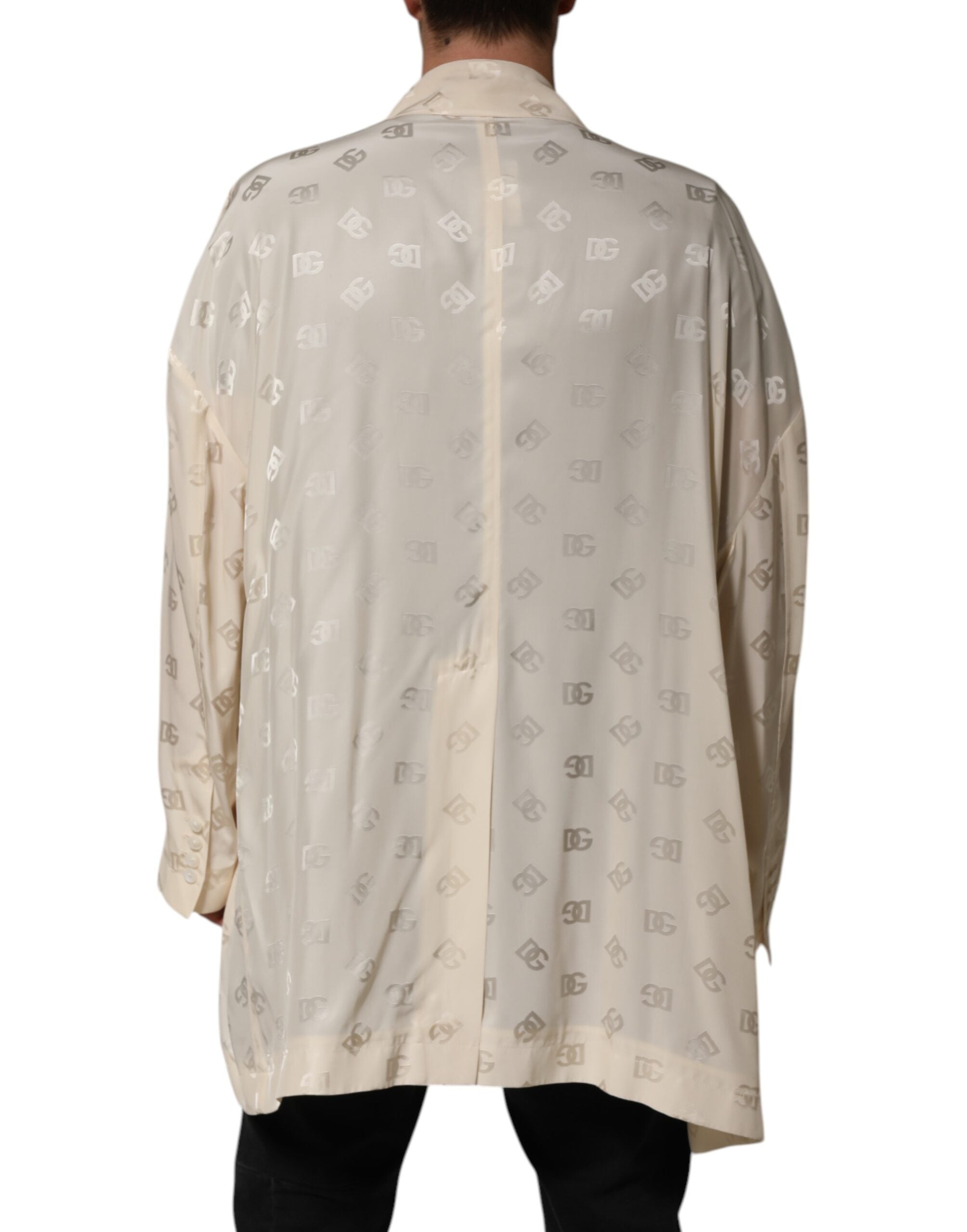 Dolce & Gabbana Beige Polyester Mantel mit Logo-Monogramm
