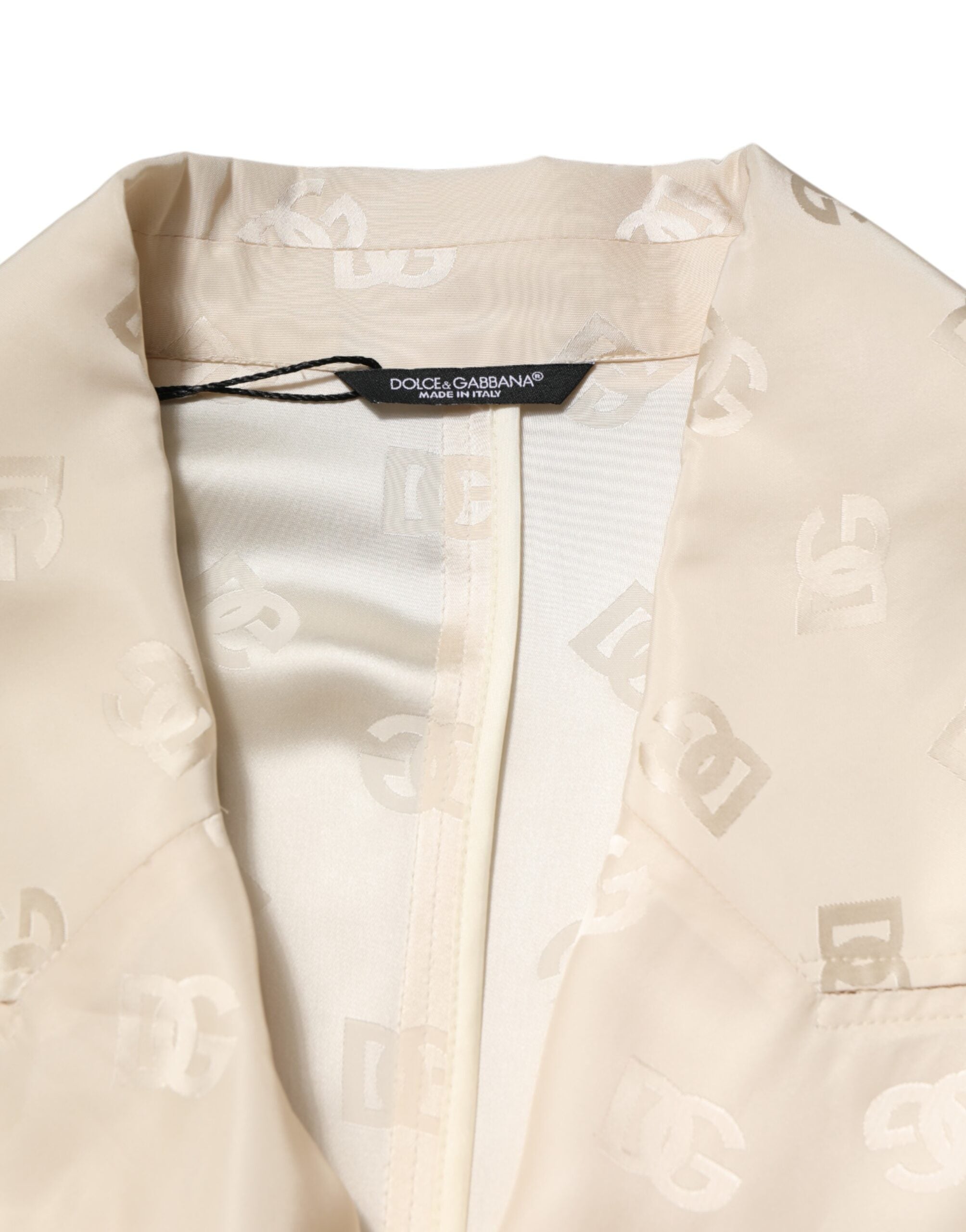 Dolce & Gabbana Beige Polyester Mantel mit Logo-Monogramm