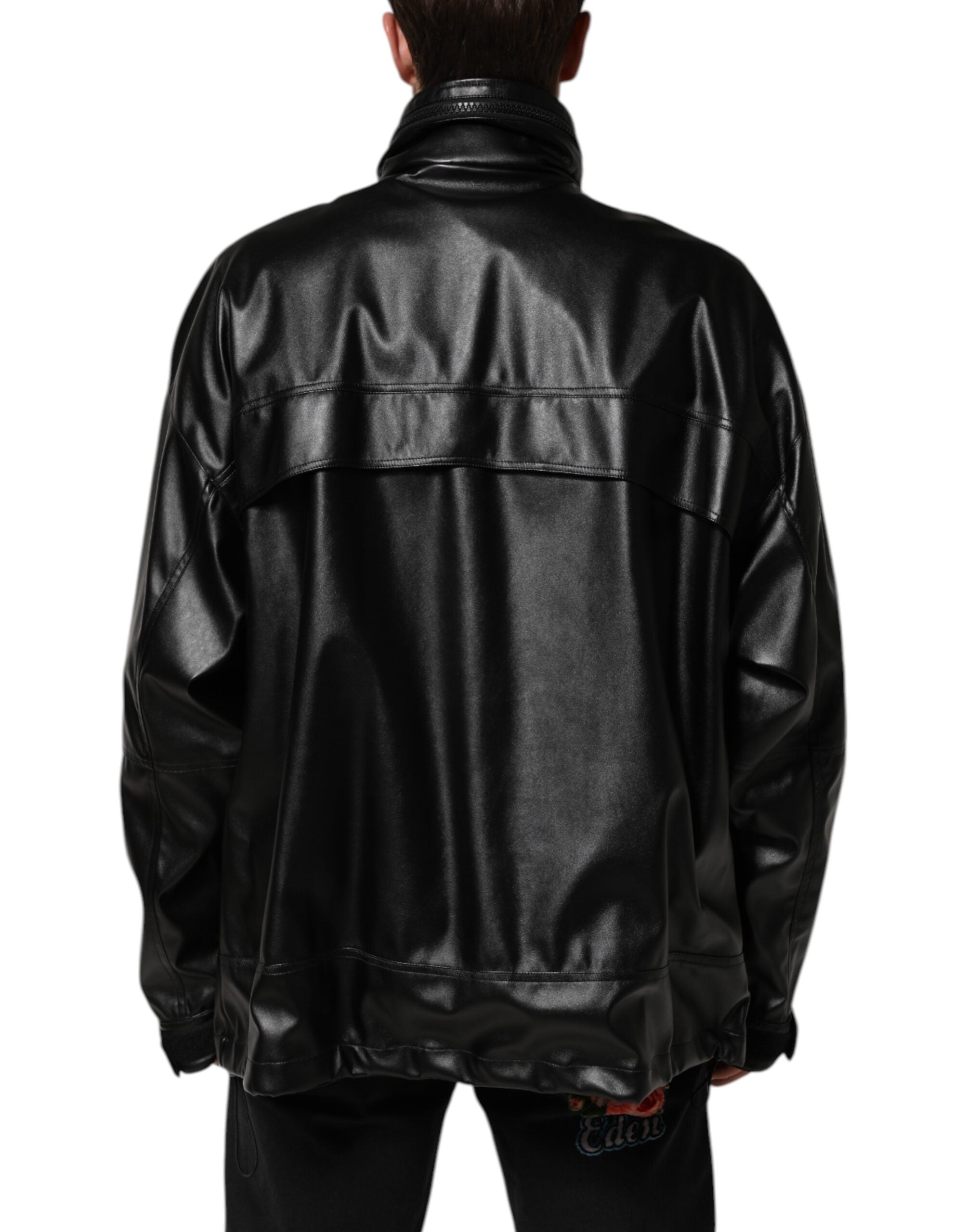 Dolce & Gabbana Schwarze Bomberjacke aus Polyester mit Logo-Plakette