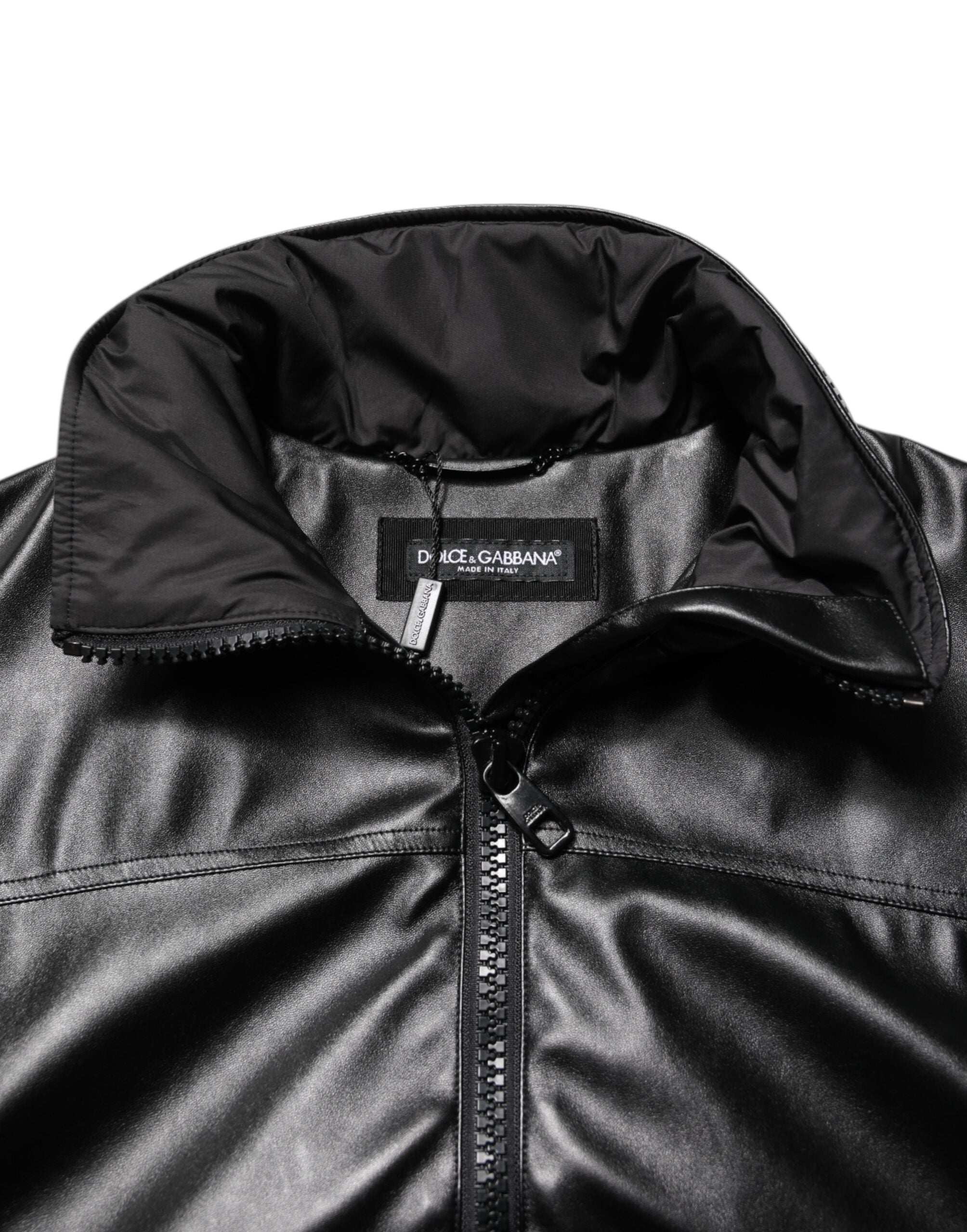 Dolce & Gabbana Schwarze Bomberjacke aus Polyester mit Logo-Plakette