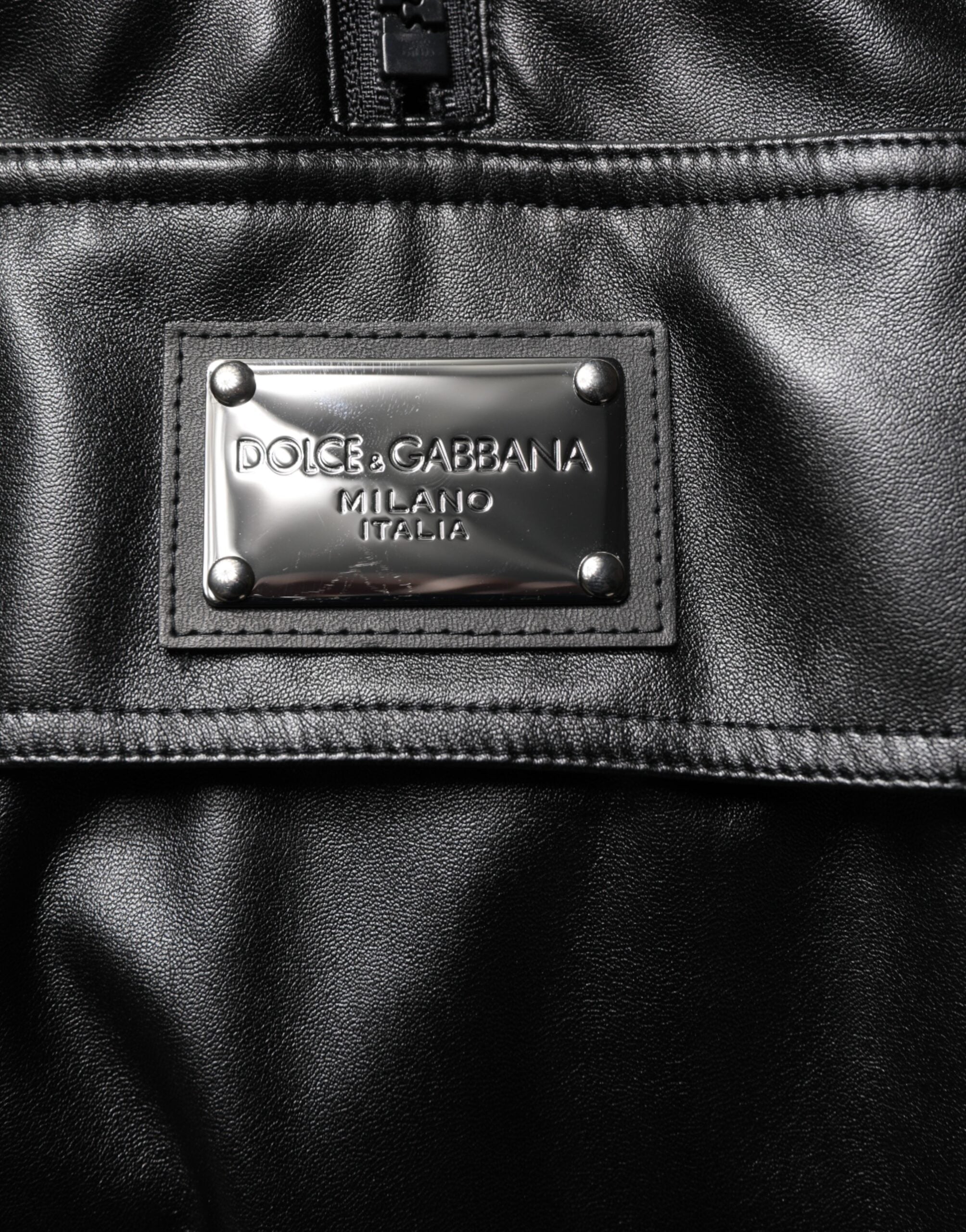 Dolce & Gabbana Schwarze Bomberjacke aus Polyester mit Logo-Plakette