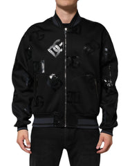 Dolce & Gabbana Zwarte Wollen Logo DG Mania Heren Bomberjack