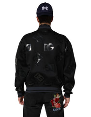 Dolce & Gabbana Zwarte Wollen Logo DG Mania Heren Bomberjack