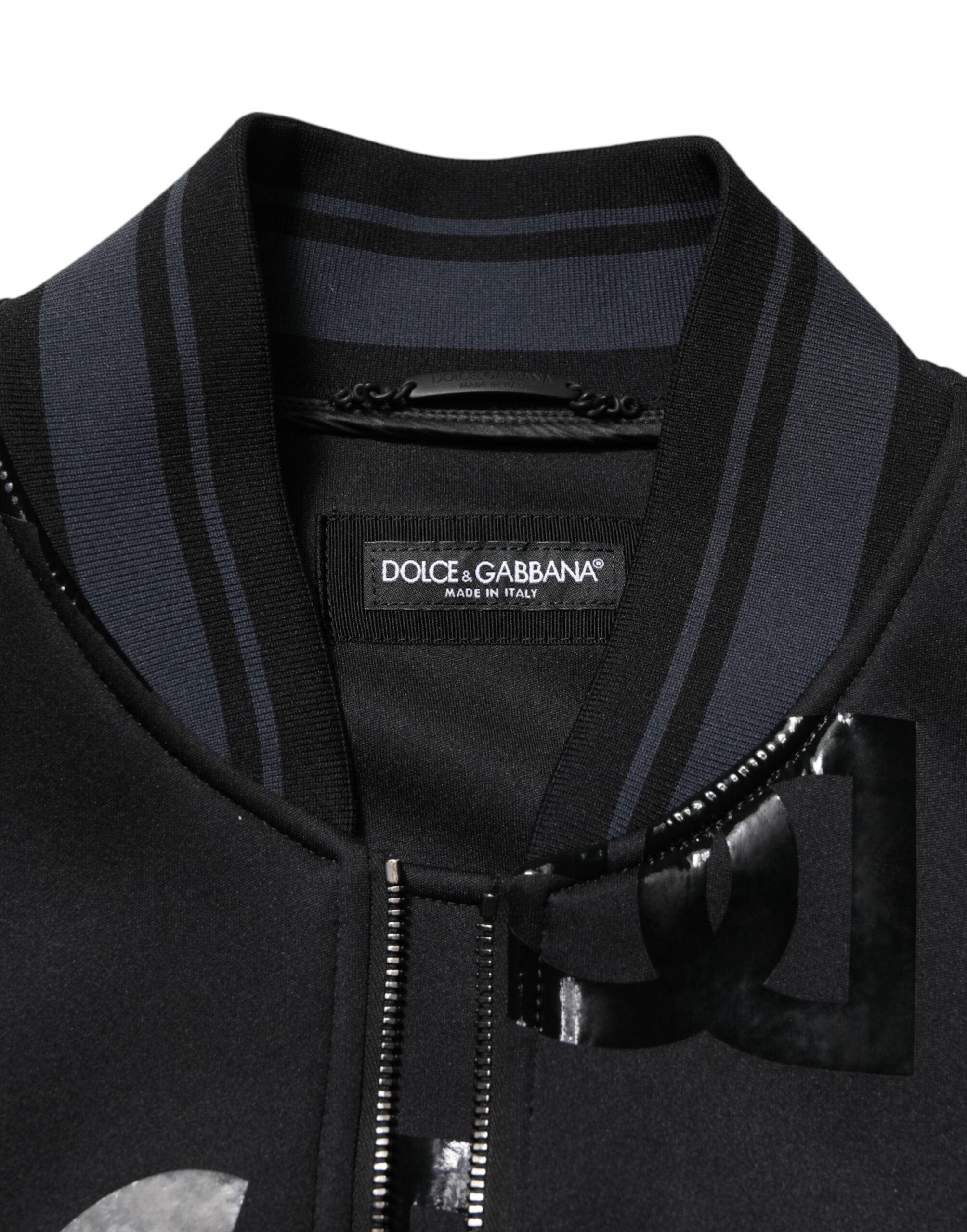 Dolce & Gabbana Zwarte Wollen Logo DG Mania Heren Bomberjack