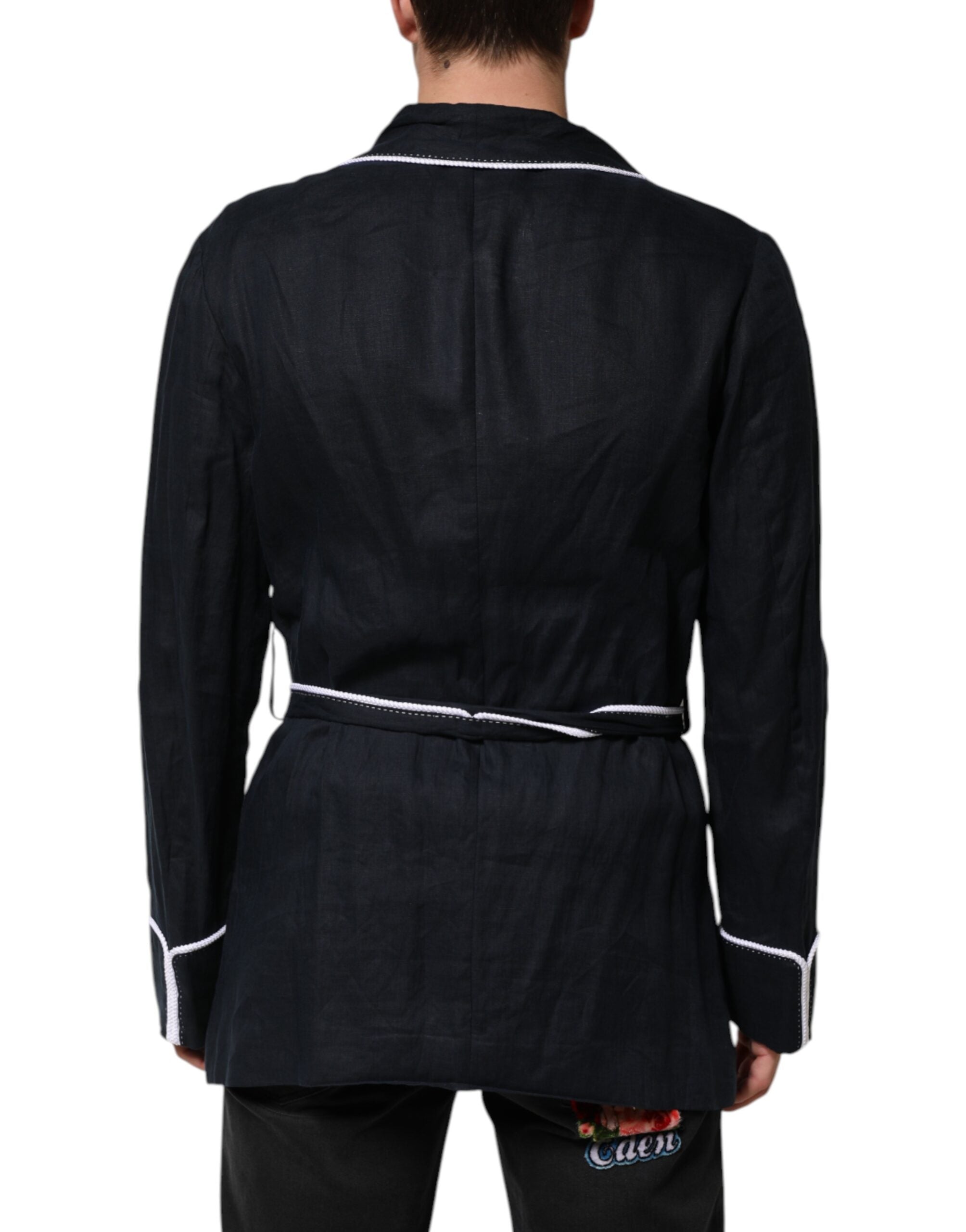 Dolce & Gabbana Dunkelblaue DG Stickerei Jackenrobe Blazer
