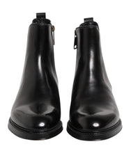 Dolce & Gabbana Chelsea-Stiefel aus schwarzem Leder, wadenhoch