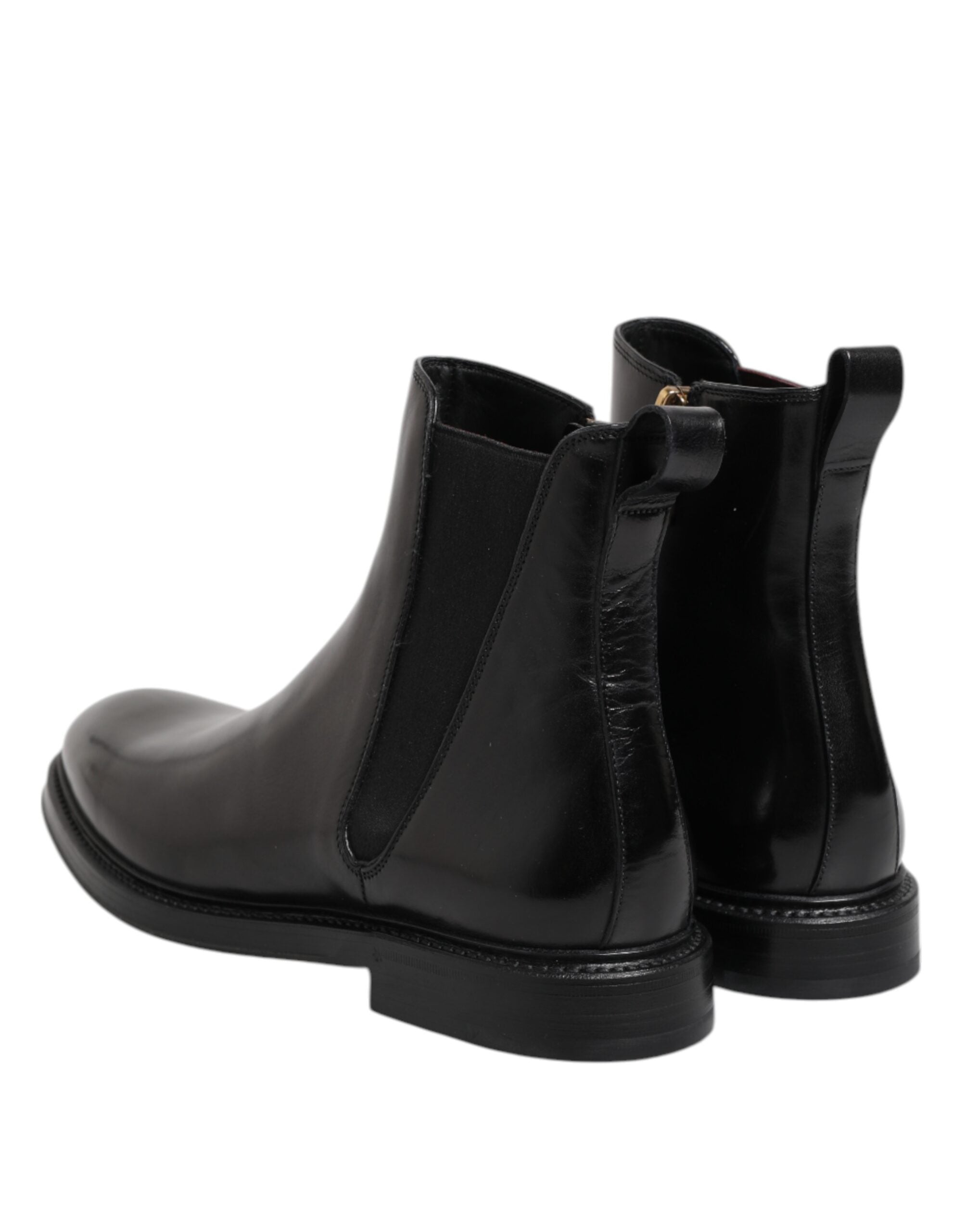 Dolce & Gabbana Chelsea-Stiefel aus schwarzem Leder, wadenhoch